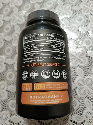 multizan d3: NutraChamps D3 + K2 vitamin kompleksi – 60 softgel kapsul Məhsul — 2