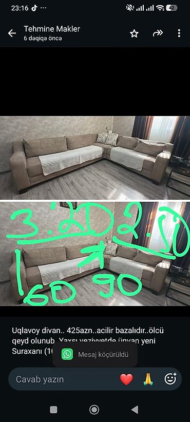 Uqlavoy divan. 425azn. acilir bazalıdır. ölcü qeyd olunub. Yaxşı