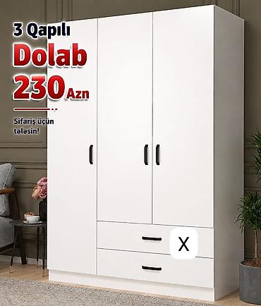 3 qapılı ağ geyim dolabı - Üç qapılı dizayn: paltar, palto və