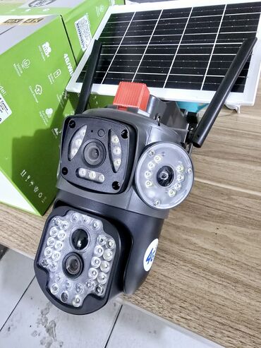 Səs gücləndiriciləri: Simsiz 4G sim kartl Solar ptz 3 kamera 360° 8mp/4K Çöl ṣəraiti ücün