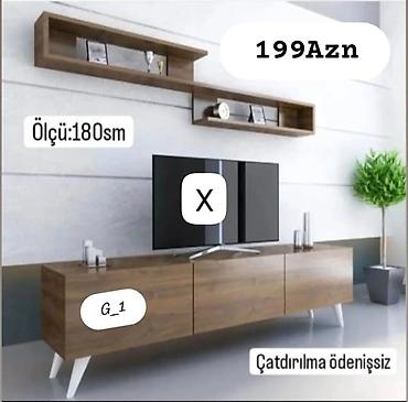 televizor stend: TV stendi və divar rəfi dəsti Müasir dizaynlı qonaq otağı mebel — 1