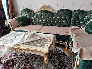 Divan və kreslo dəstləri: Klassik üslubda L formalı künc divan dəsti - Rəng: zümrüd-yaşıl — 2