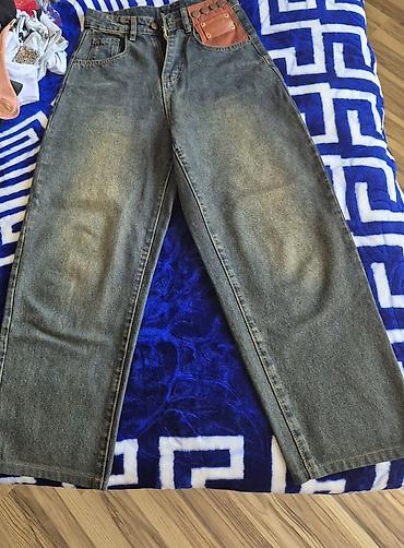 yay kişi cinsləri: Geniş kəsimli kişi cins şalvarı - Material: qalın denim (100% pambıq — 1