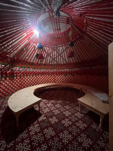 Аренда юрт: Аренда юрты, Каркас Деревянный, 75 баш, С полом, Стол, Стулья — 19