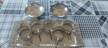 кофейный сервиз мадонна: Çay dəsti, rəng - Gümüşü, Metal, 5 nəfərlik