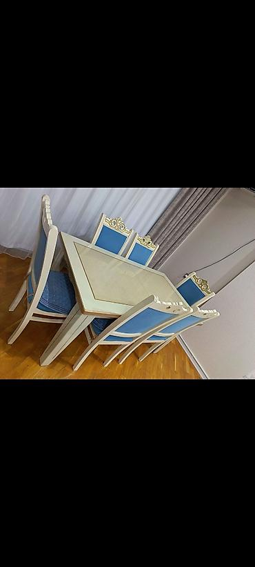 Qonaq otağı üçün, İşlənmiş, Dördbucaq masa, 6 stul