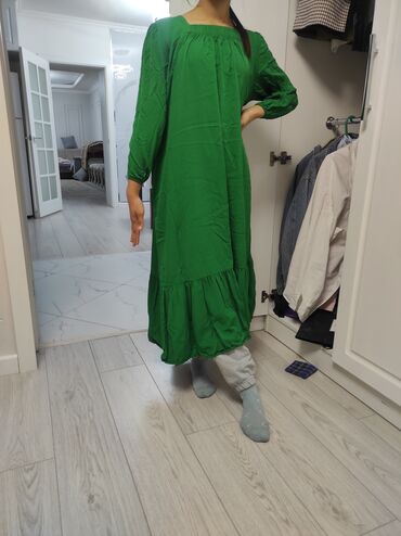 зелёное вечернее платье: Повседневное платье, Лето, XL (EU 42)