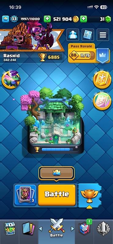 Kolleksiya kartları: Clash Royale hesabı - Kral səviyyəsi: 33 (1997/11000 XP) - Kupa: 6885 — 1