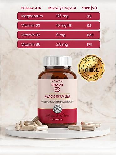 Витамины и БАДы: ERBATAB Magnezyum Kompleks – 60 kapsul Başlıq: Erbatab Magnezyum 3-lü — 2