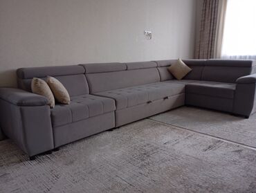 сосна россия: Модульный диван, цвет - Серый, Б/у