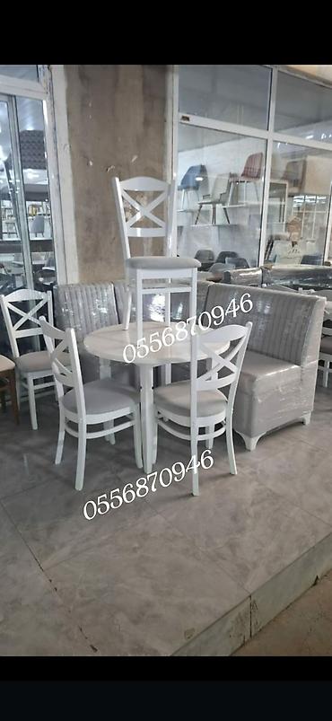 ucuz taxtlar: Mətbəx üçün, Yeni, Açılmayan, Dördbucaq masa, 4 stul — 8