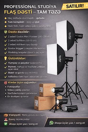 softbox: 📸 Studiya üçün Professional Flaş Dəsti – TAM TƏZƏ Heç istifadə — 1