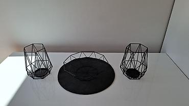 Sveće i svećnjaci: JYSK Dva Svećnjaka NORDIC Ø16xV19cm crna + Sinsay ukrasna činija crna — 8