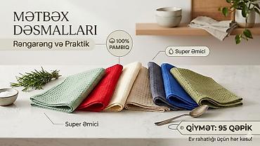 dəsmallar: Məhsul: Mətbəx dəsmalları • Material: 100% pambıq • Xüsusiyyətlər — 1