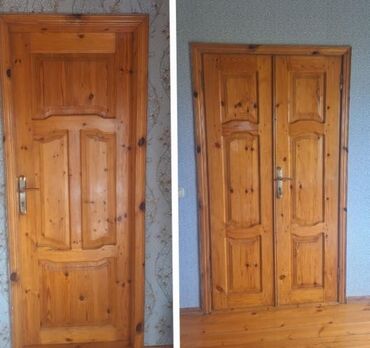 Otaq qapıları: Müxtəlif dizaynlarda taxta qapılar. Bunlar otaqlar arasında istifadə