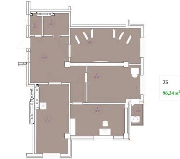 кв флекс 500: 3 комнаты, 96 м², Элитка, 8 этаж, ПСО (под самоотделку)