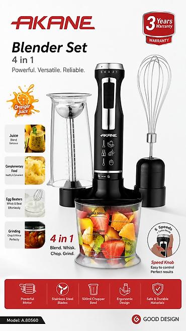 Блендеры: №: 1483 Məhsulun adı: Blender Akane A80560 800W 0.5L Black Brend — 1