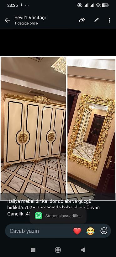 İtaliya mebelidir,Kalidor dolabı və güzgü birlikdə.700₼.Zamanında baha lalafo.az -da İtaliya mebelidir,Kalidor dolabı və güzgü birlikdə.700₼.Zamanında baha