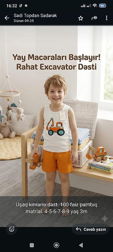 Dəstlər: Uşaq geyim dəstləri 1) Krem rəngli 2 hissəli dəst: - Qolsuz jilet — 11