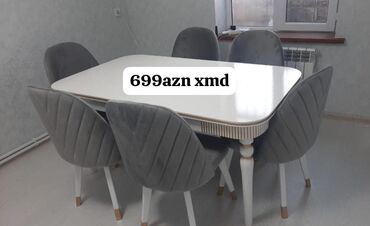 Masalar: Qonaq otağı üçün, Dördbucaq masa, 6 stul