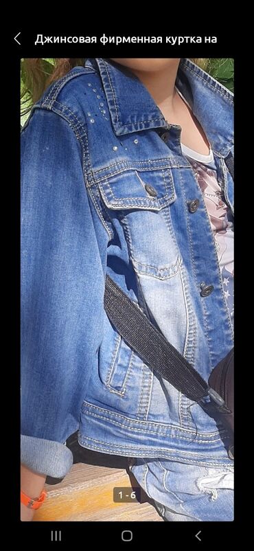 стильная джинсовая одежда: Джинсовая фирменная куртка на девочку 7-9лет состояниие очень