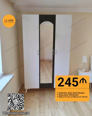 Divanlar: Açılan, 3 qapılı Düz dolab, Qarderob, paltar dolabı