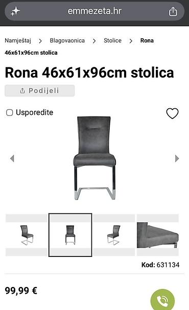 dvosed mojca forma ideale: **Rona stolica 46x61x96 cm** Elegantna trpezarijska stolica modernog — 3
