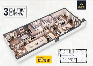 vefa: 3 комнаты, 120 м², Вефа ТЦ Элитка, 12 этаж, ПСО (под самоотделку) — 3