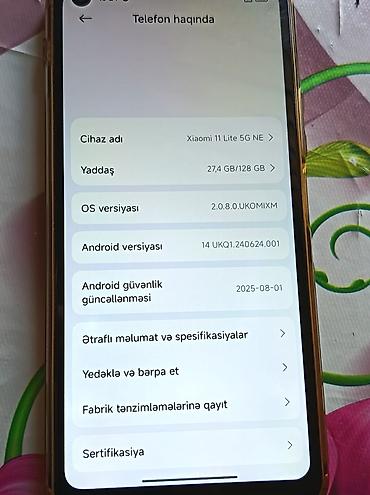 redmi mi 8 lite: Xiaomi Mi 11 Lite, 128 GB, rəng - Göy, 
 Sensor — 7
