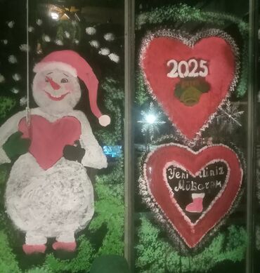 Bayram bəzəkləri: Yeni il vitraj rəsmləri – pəncərə və vitrin bəzəyi - Xidmət: Şüşə — 4