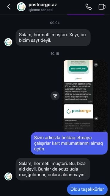 Paltar tikişi: Postcargo.az saytı adı ilə saxta postcargo.com saytı yaradıb guya