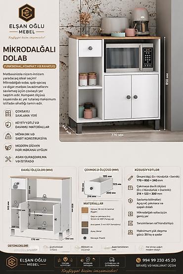 Dolablar: Mikrodalğalı dolab – funksional, kompakt və rahat mətbəx saxlama — 1