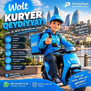Moto-kuryer tələb olunur, Gündəlik ödəniş, Təcrübəsiz
