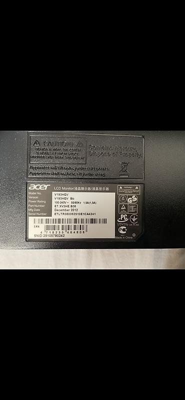 nvidia gtx 1050 ti: Acer LCD monitor satılır. Model: **Acer V193HQV** Versiya — 1