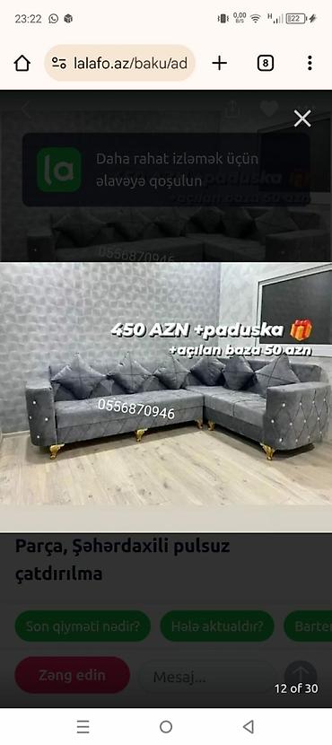 Divanlar: Künc divan, Yeni, Açılan, Bazalı, Parça, Şəhərdaxili pulsuz çatdırılma — 1