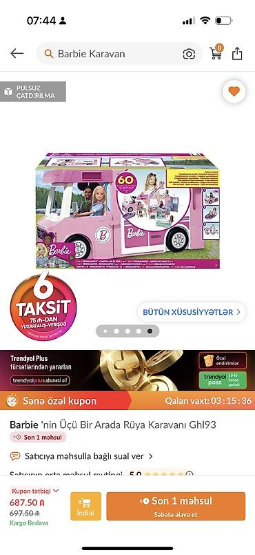 dendi oyun: Orgınal barbıe karavan,540manata alınıb,tezedır,qiymet yaxilib — 3