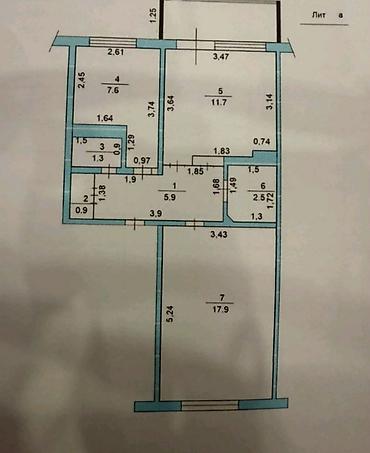 2ком кварт 105серии: 2 комнаты, 53 м², Кудайберген авторынок 105 серия, 3 этаж, Старый ремонт — 2