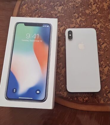 planşet iphone: IPhone X, 256 GB, Gümüşü, Zəmanət, Face ID