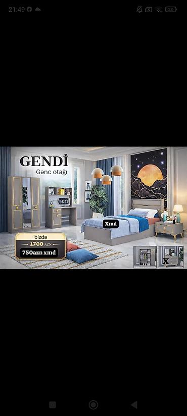 gence stol: GENDİ gənc otağı mebel dəsti Komplekt tərkibi: - 1 nəfərlik çarpayı — 3