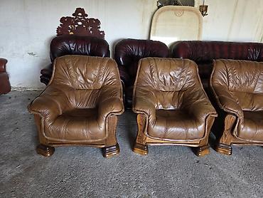 Stilske garniture: Kožna garnitura za dnevnu sobu – 1 - Sastav: trosed i dve fotelje - — 10