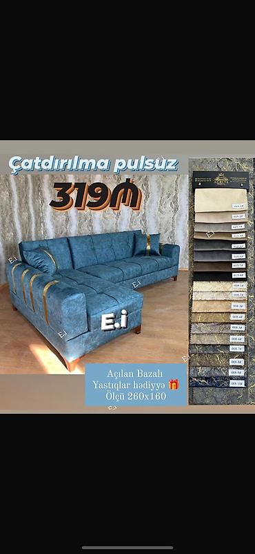 Künc divan – açılan, bazalı model - Ölçü: 260 x 160 sm - Yastıqlar lalafo.az -da Künc divan – açılan, bazalı model - Ölçü: 260 x 160 sm - Yastıqlar