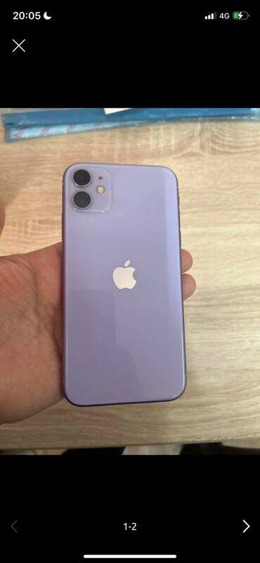 Apple iPhone: IPhone 11, Б/у, 128 ГБ, Deep Purple, Защитное стекло, Чехол, 74 %