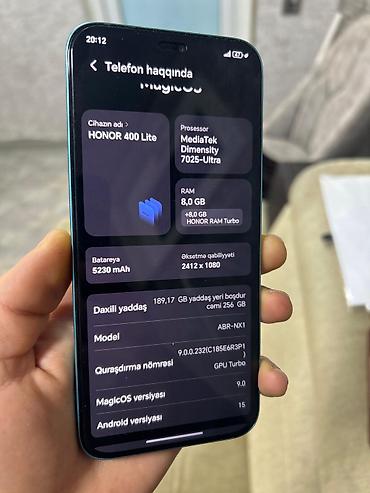 nintendo switch qiymeti: Honor 400 Lite, 256 GB, rəng - Göy, Simsiz şarj — 3