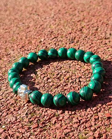Narukvice: Kalist kamene brojanice od malahita, ručno rađene sa blagoslovom SPC — 12