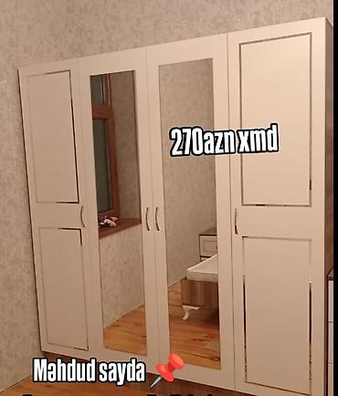 stranger things will: Dördkapılı ağ rəngdə paltar şkafı - Klassik dizayn, düz xətəli fasad - — 1