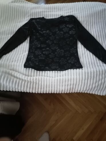 elegantní crop top: L (EU 40), Pamuk, Jednobojni, bоја - Crna