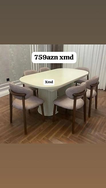 2ci əl stollar: Yemək otağı dəsti – oval masa və 6 ədəd stul - Dəst tərkibi: 1 ədəd — 1