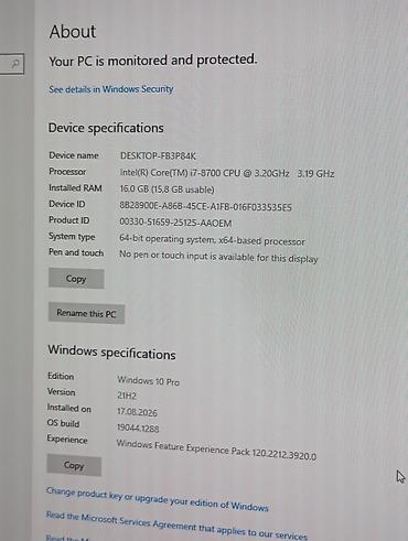 stolustu komputer satilir: Masaüstü kompüter – Intel Core i7-8700, 16 GB RAM, Windows 10 Pro 1 — 2