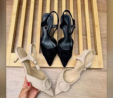 štikle sa platformom: Ženske slingback štikle sa tankom potpeticom i špicastim vrhom. - — 2