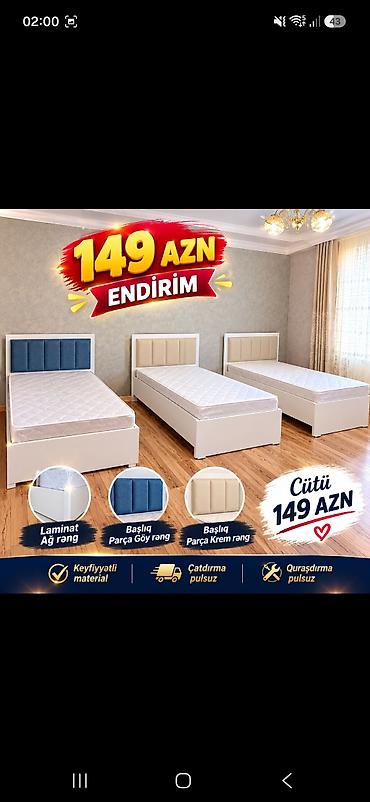 Məhsul: Tək nəfərlik laminat çarpayı dəsti - Rəng: Gövdə ağ laminat